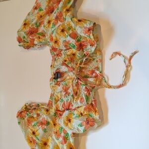 Women's Wild Fable Puff Long Sleeve Milkmaid Crop Top Eyelet Large Floral